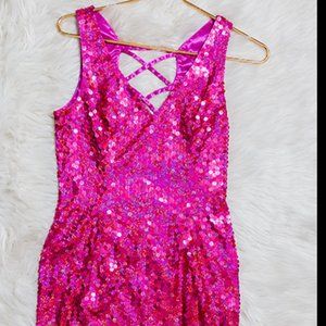 Sequin Hot Pink Dress